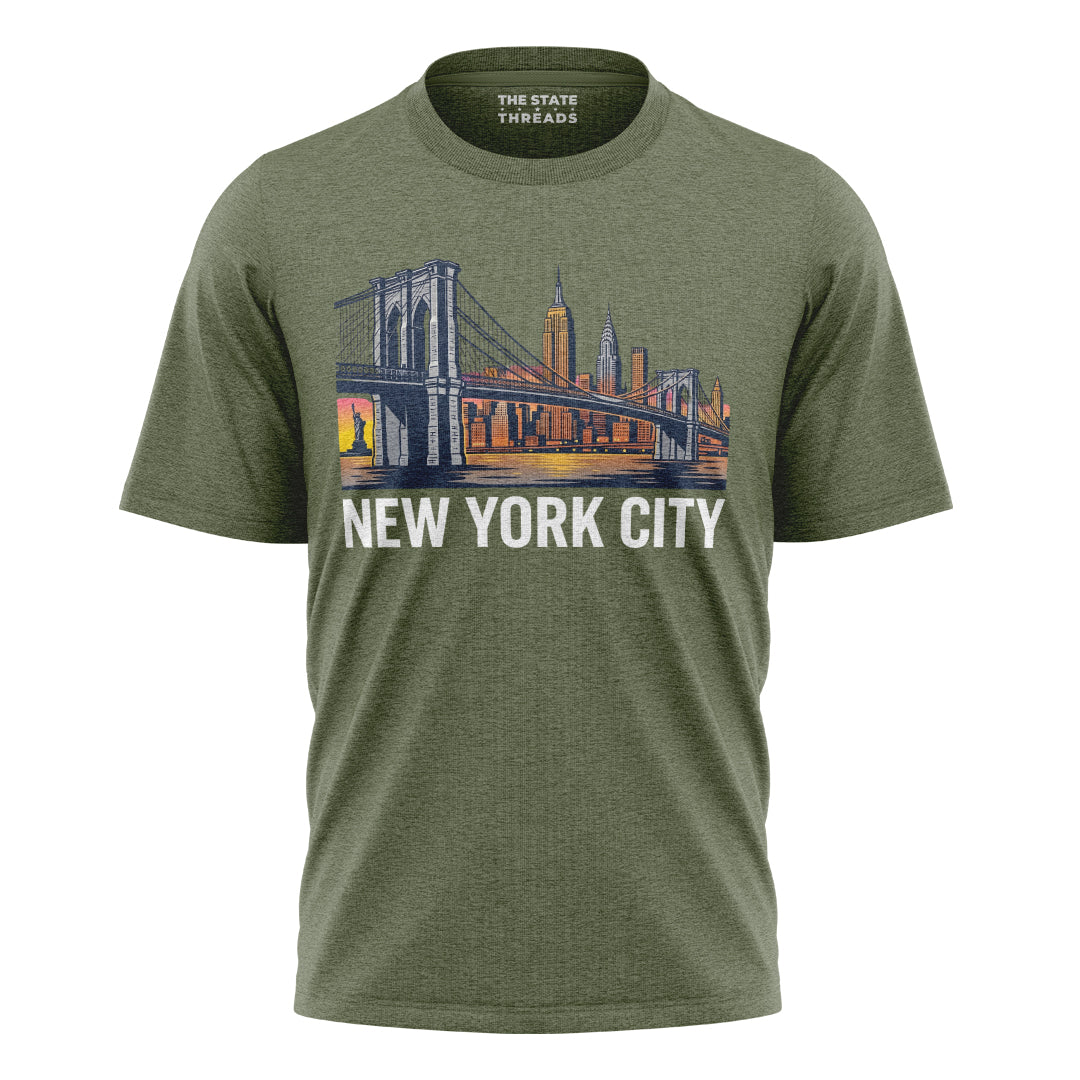New York City Brooklyn Bridge Sunset Skyline Shirt