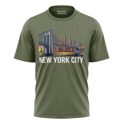 New York City Brooklyn Bridge Sunset Skyline Shirt