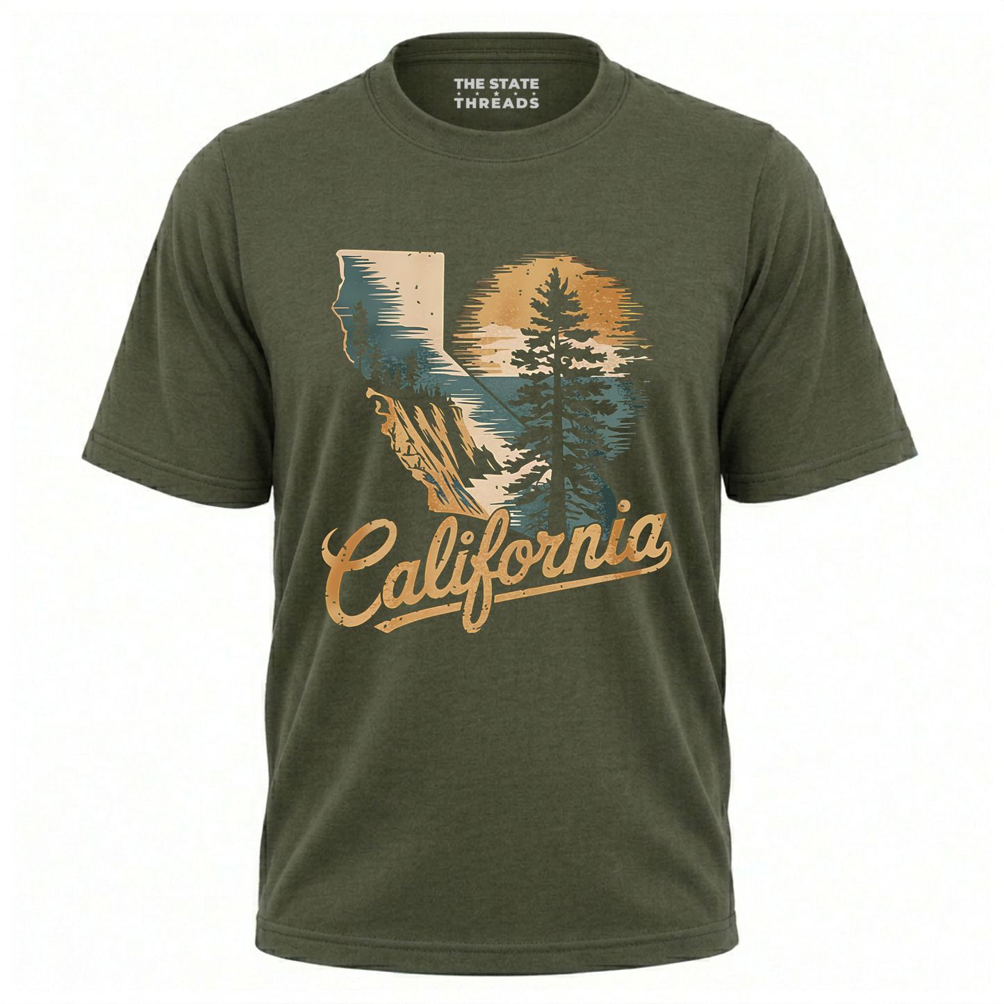California State Map Retro Sunset Coastal Nature Shirt