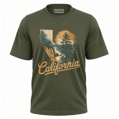 California State Map Retro Sunset Coastal Nature Shirt