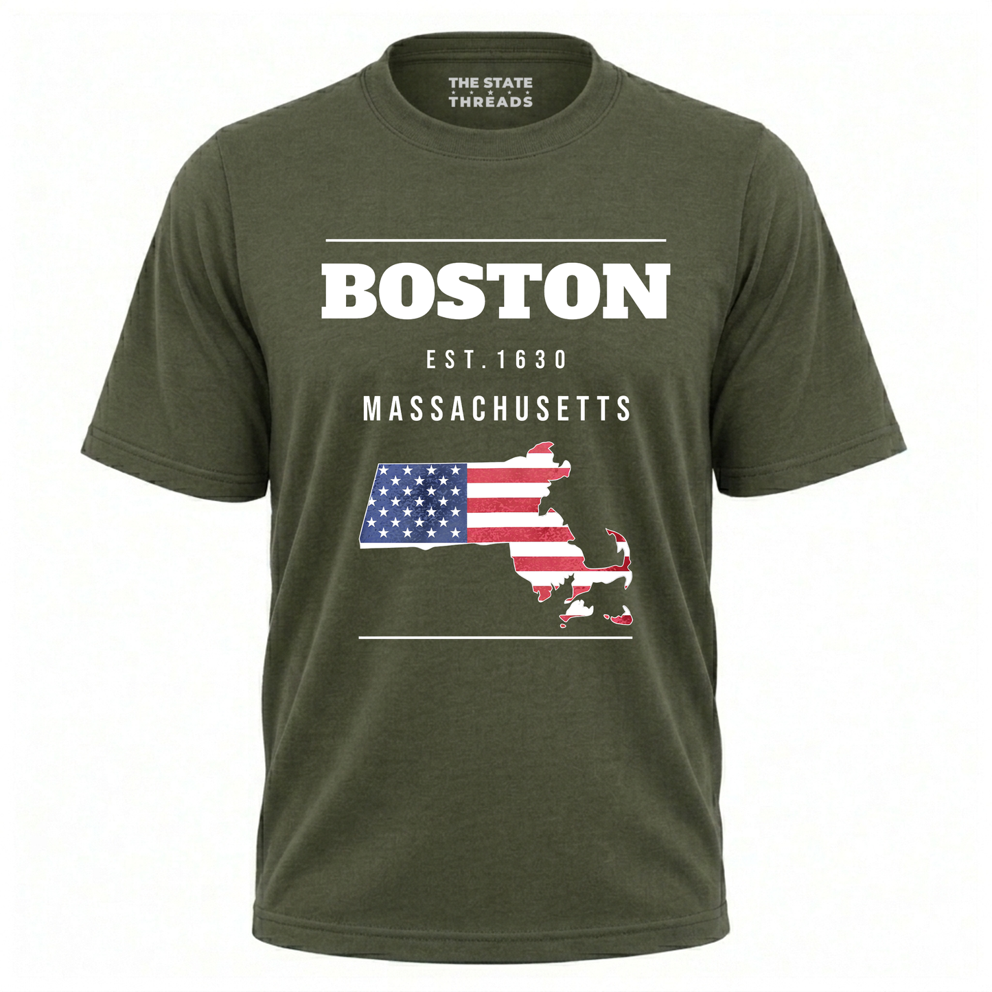 Boston Massachusetts Flag Map State Pride Shirt