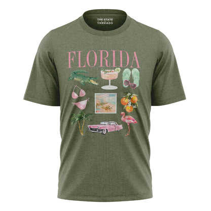 Florida Summer Vacation Icons Beach Fun Collage Shirt