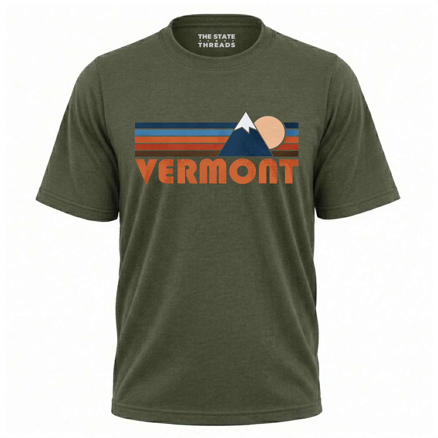 Vermont Green Mountain Retro Sunset Mountain Adventure Shirt