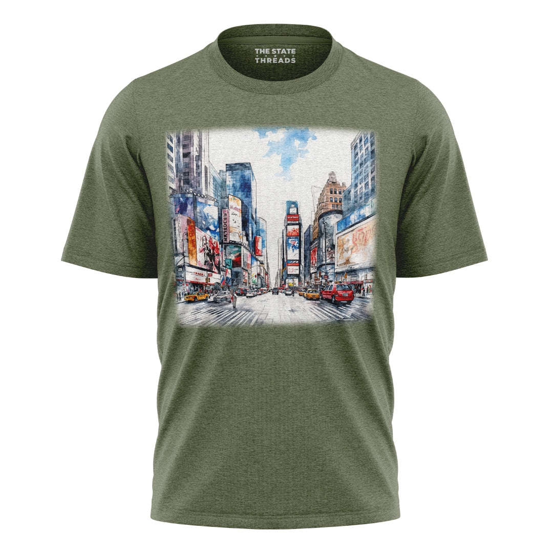 Times Square New York City Watercolor Sketch Shirt