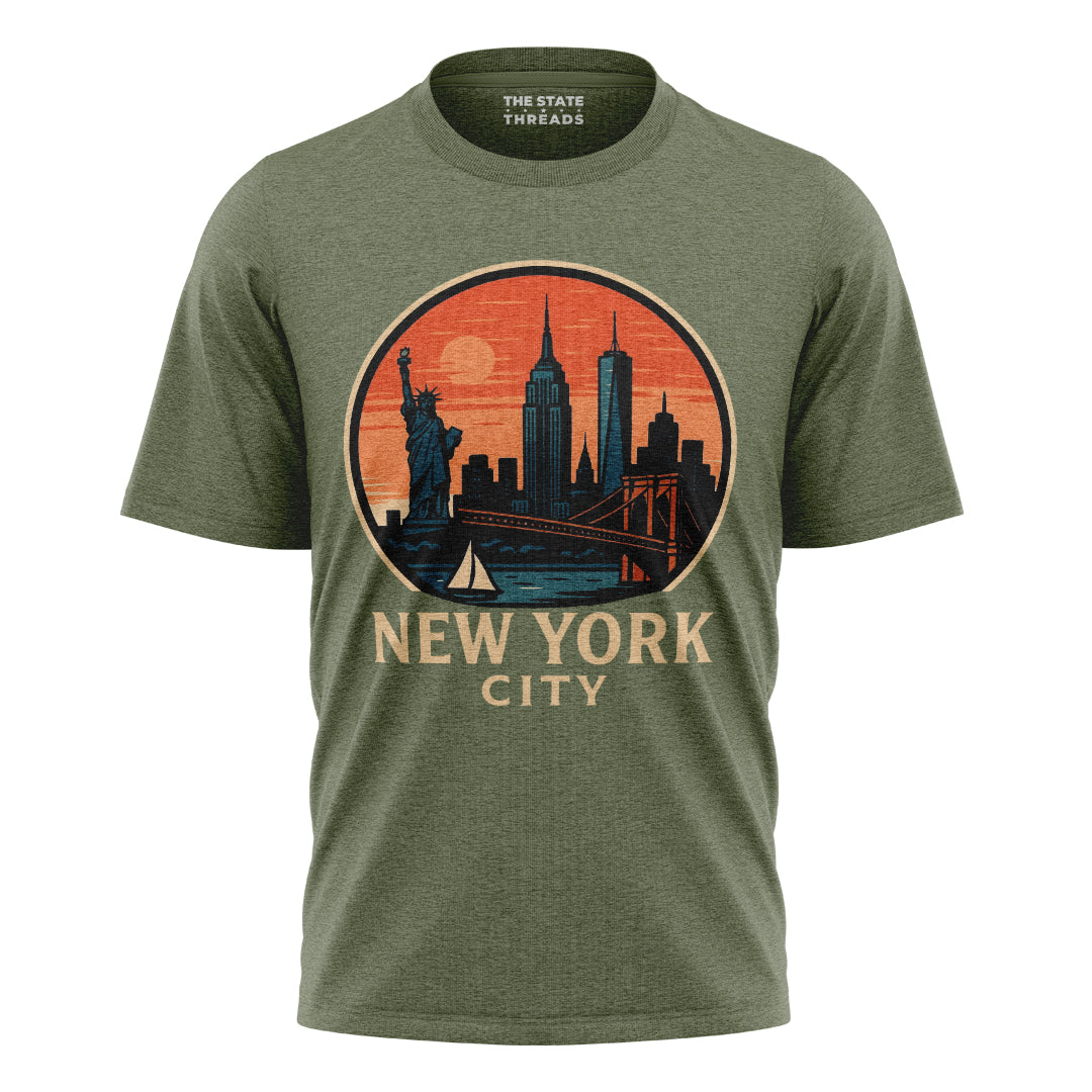 New York City Retro Sunset Circle Badge Shirt