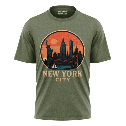 New York City Retro Sunset Circle Badge Shirt