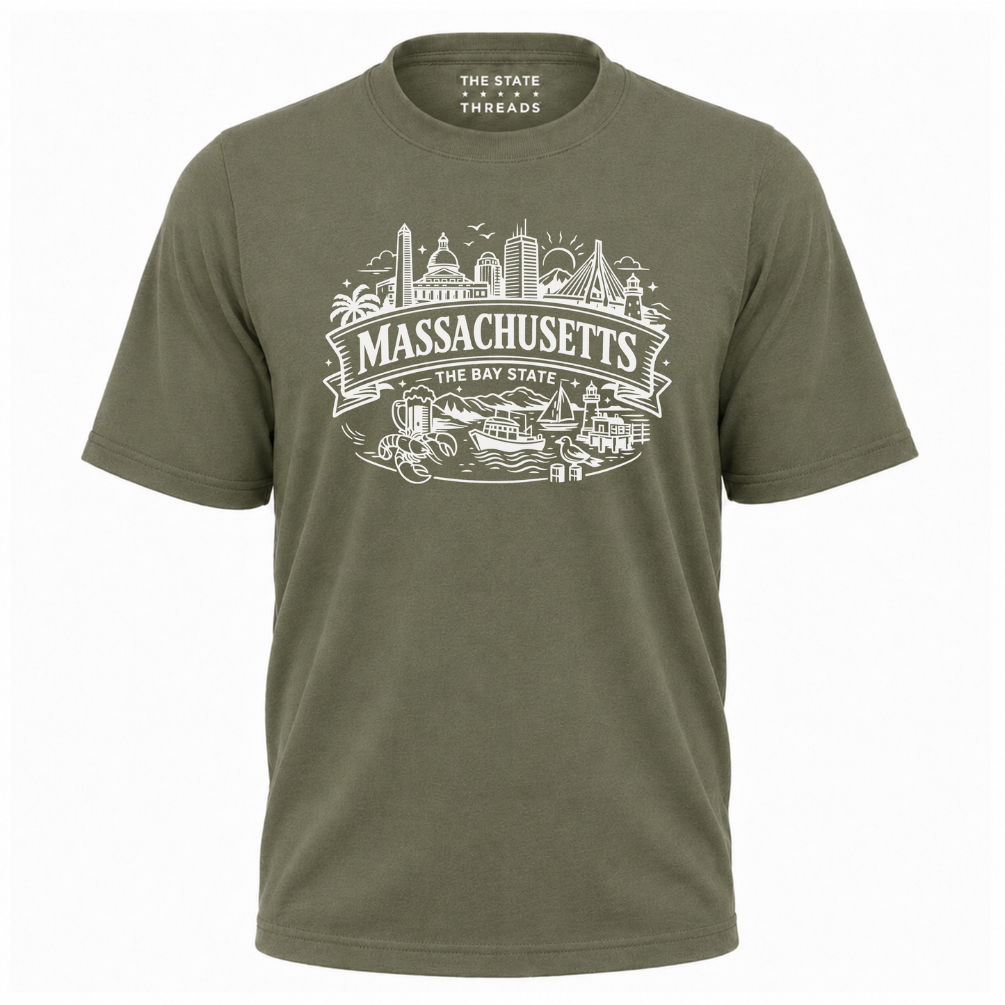 Massachusetts Bay State Boston Skyline Coastal Travel Shirt