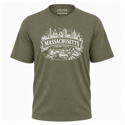 Massachusetts Bay State Boston Skyline Coastal Travel Shirt