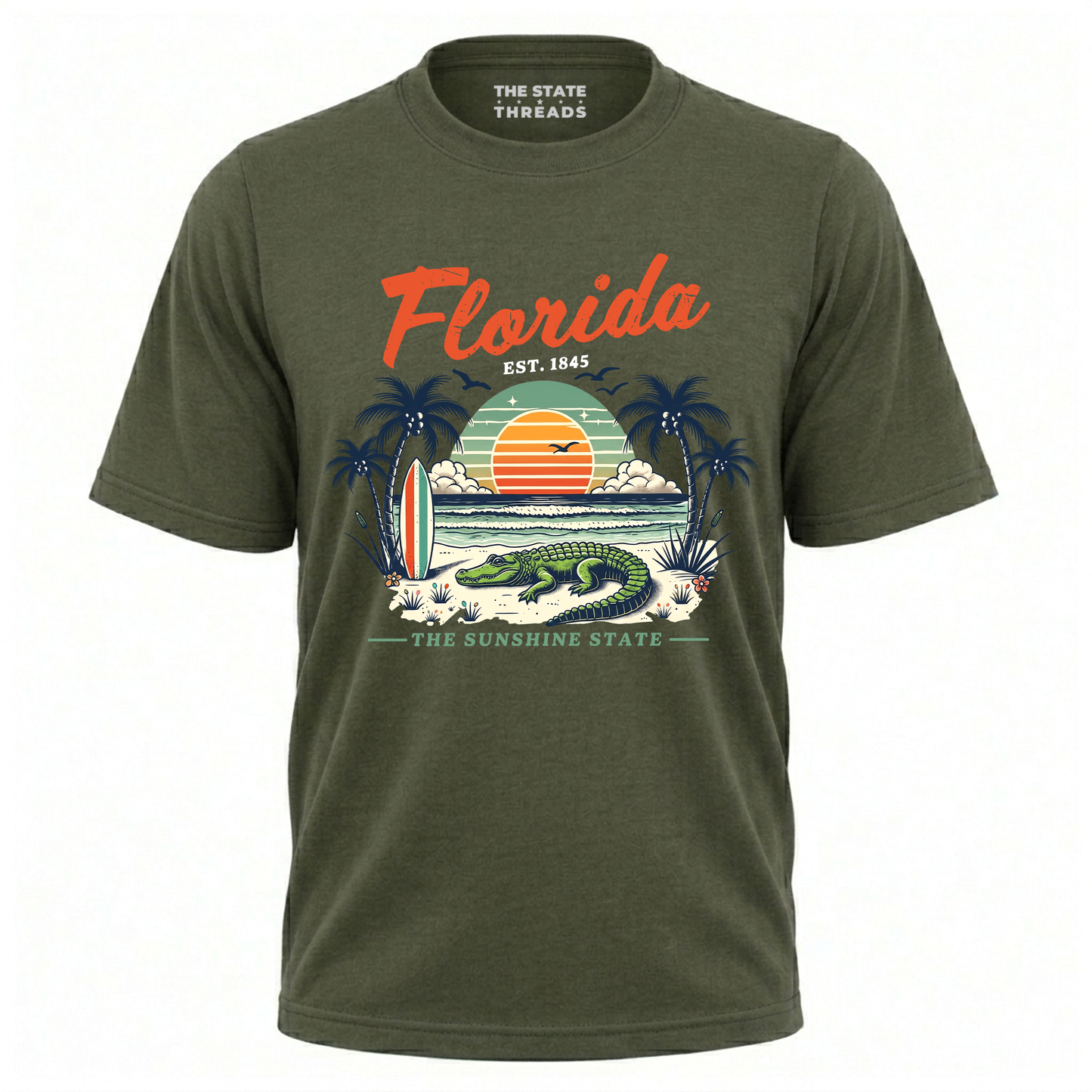 Florida Sunshine State Alligator Retro Sunset Beach Shirt