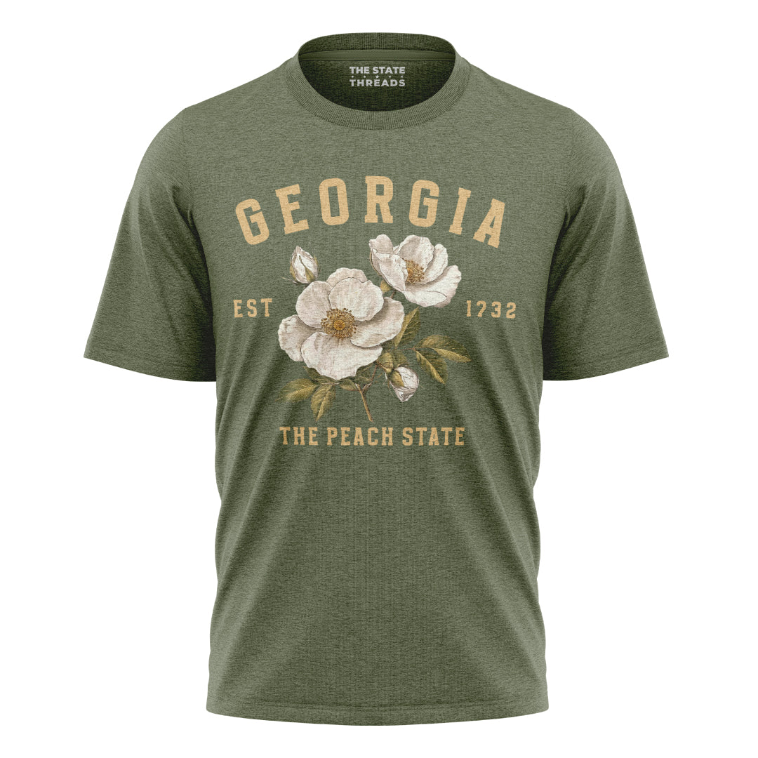 Georgia Cherokee Rose Peach State Vintage Botanical Shirt