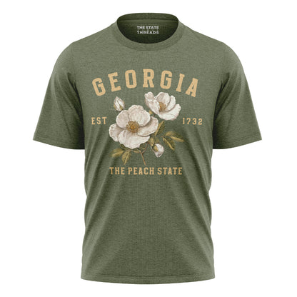 Georgia Cherokee Rose Peach State Vintage Botanical Shirt