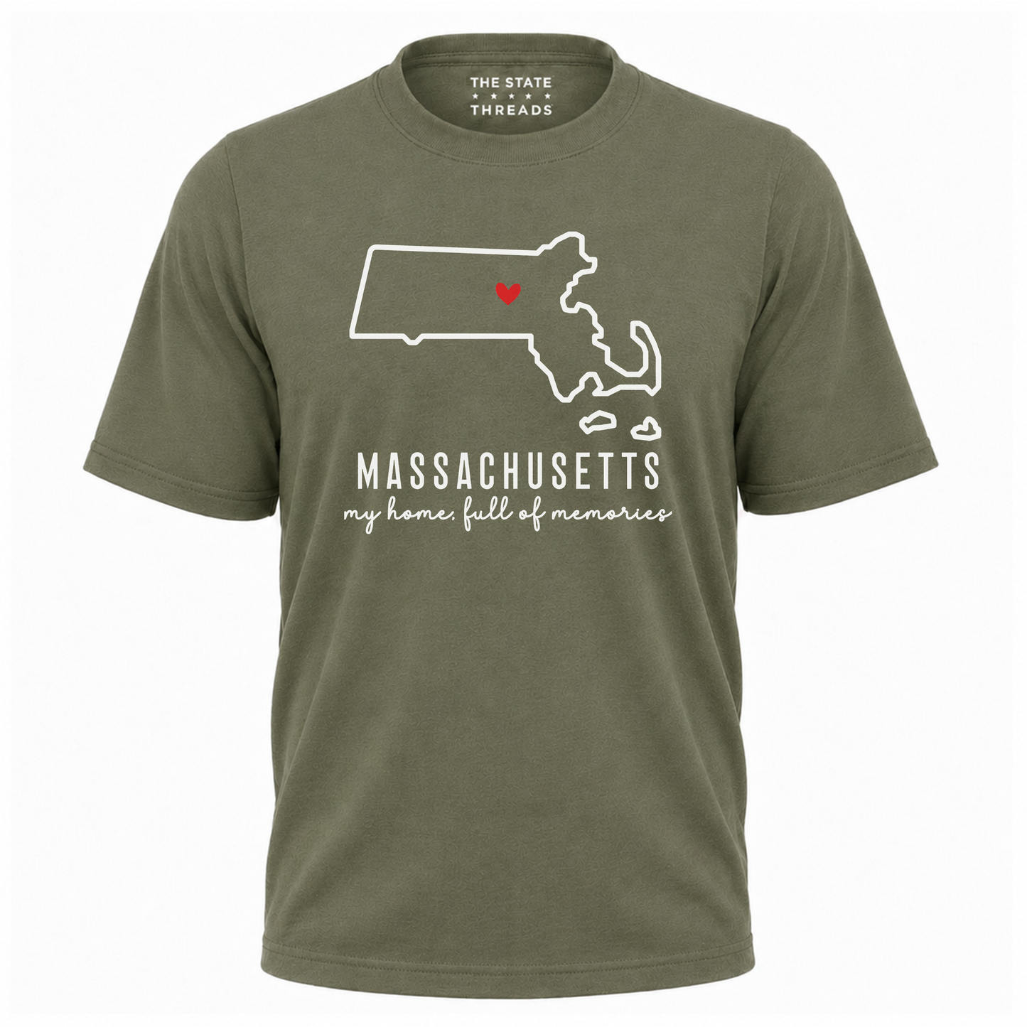 Massachusetts State Map Home Heart Outline Pride Shirt