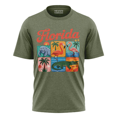 Florida Retro Wildlife Grid Sunshine State Shirt
