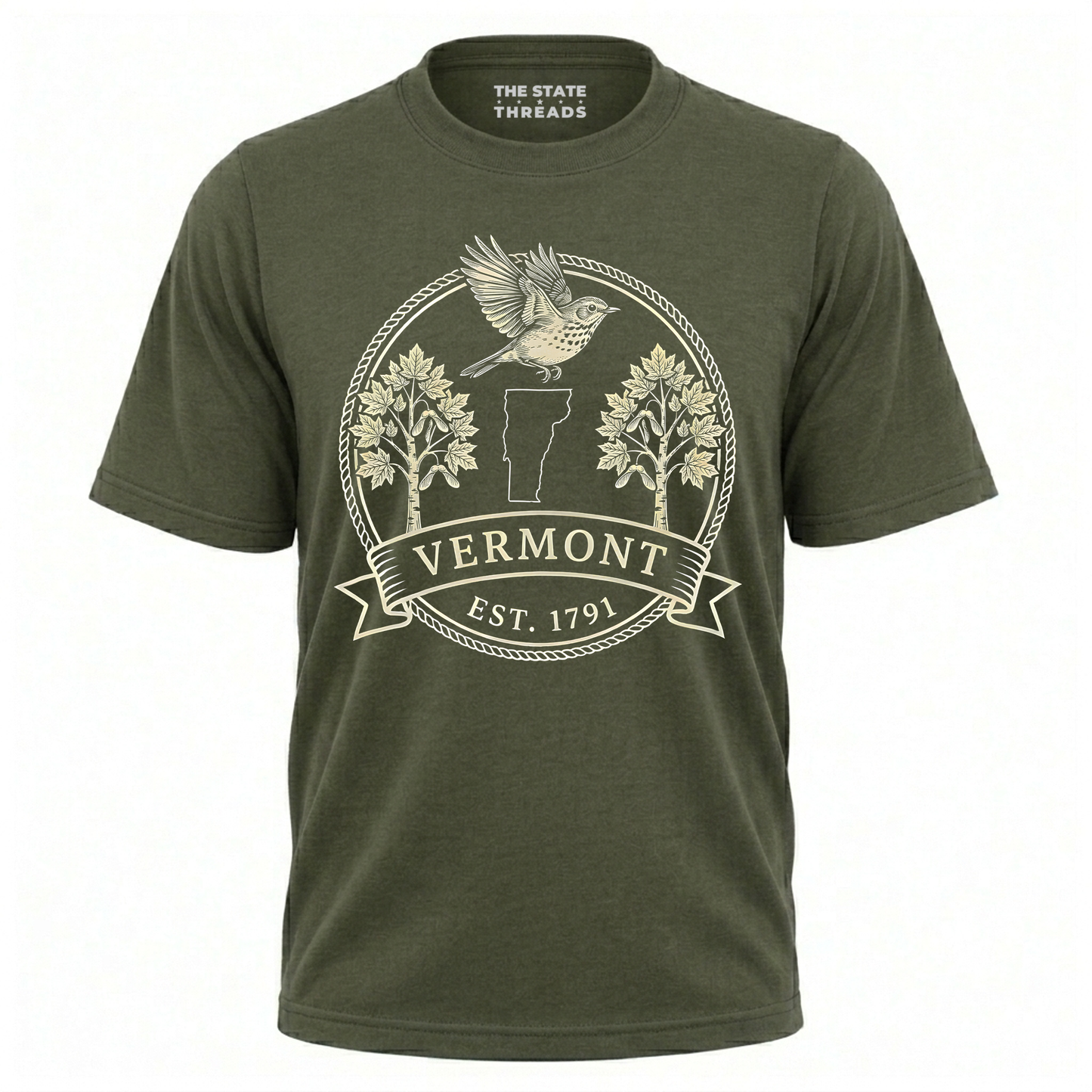 Vermont Hermit Thrush Sugar Maple State Emblem Shirt