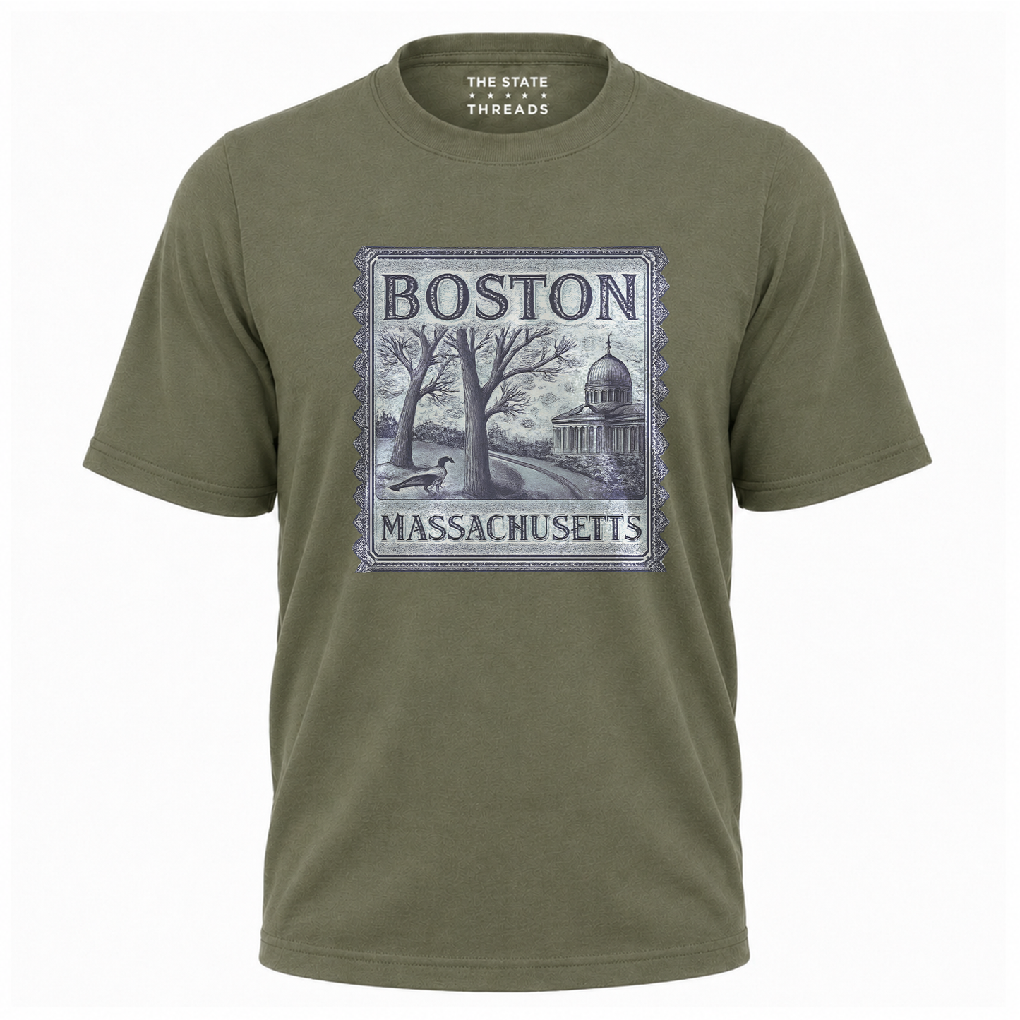 Boston Massachusetts Vintage Postal Stamp Aesthetic Heritage Shirt