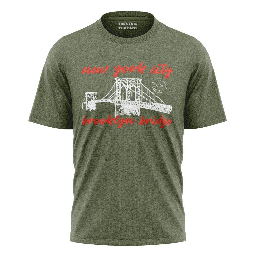 New York City Brooklyn Bridge Vintage Postcard Shirt