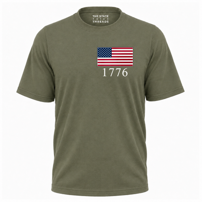 America Embroidered USA Flag 1776 Patriotic Shirt