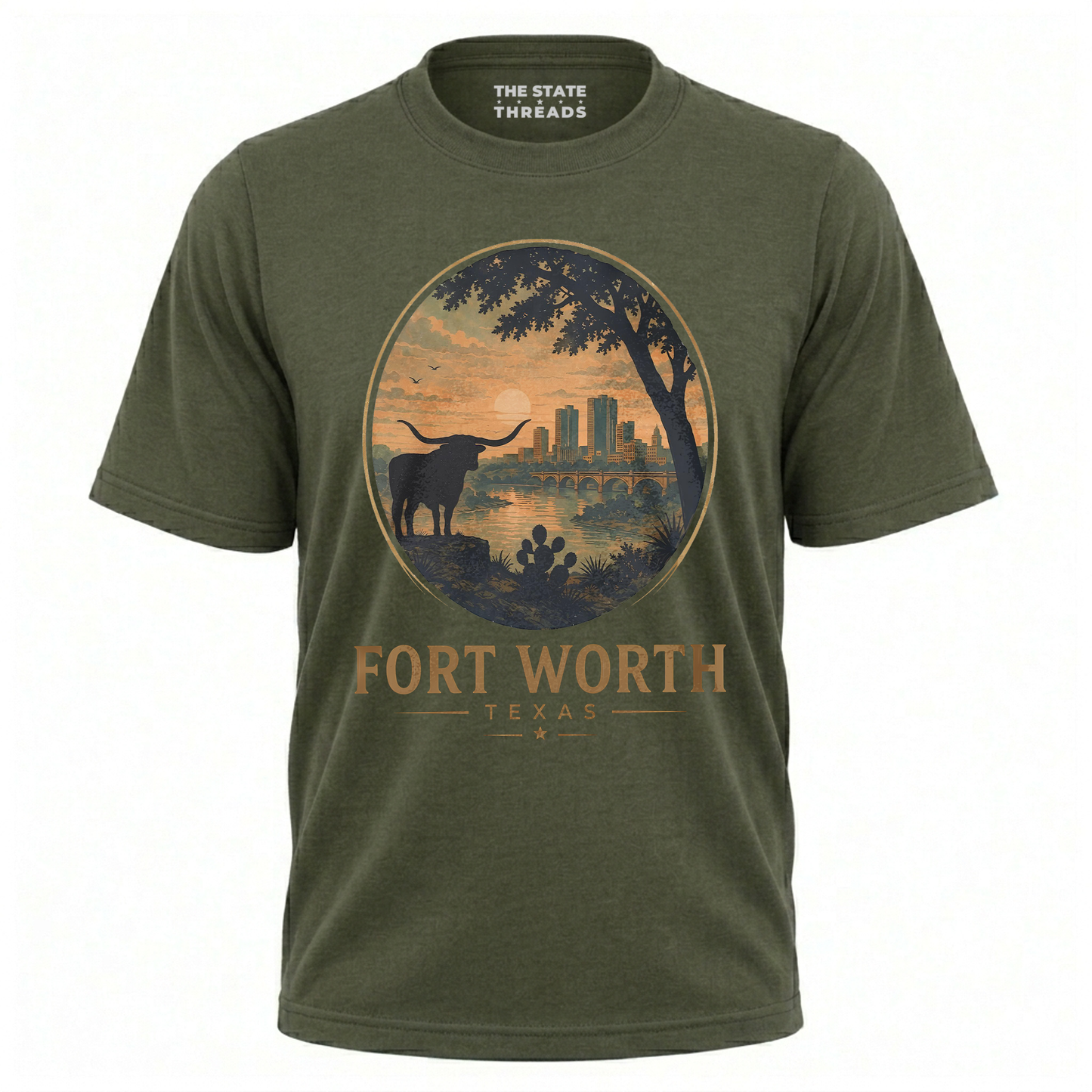 Fort Worth Texas Longhorn Skyline Western Shirt