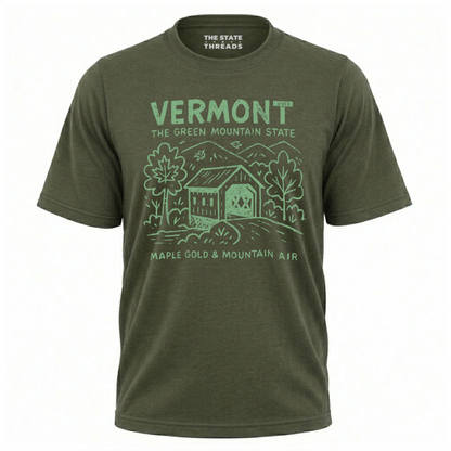 Vermont Green Mountain State Maple Gold Covered Bridge Shirt