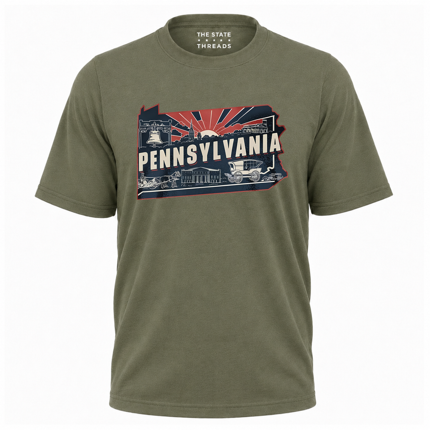 Pennsylvania Retro State Map Landmark Sunset Shirt