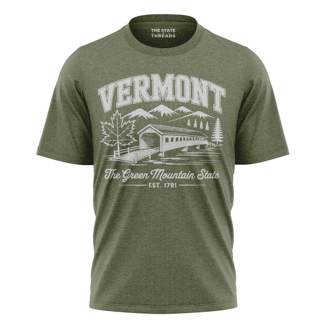 Vermont Green Mountain State Covered Bridge Vintage Shirt