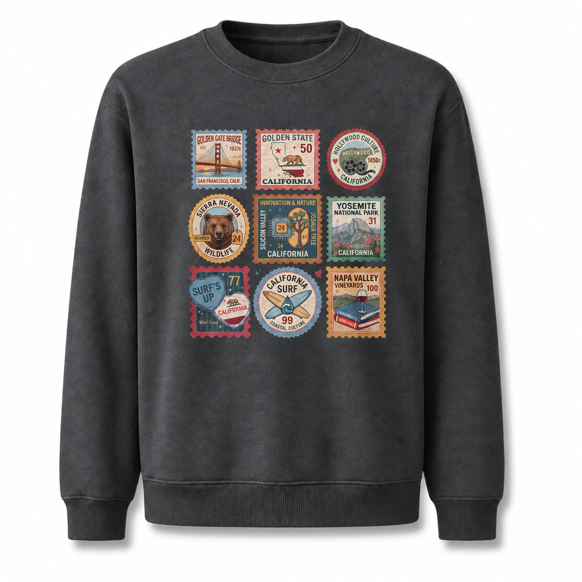 California Vintage Postage Stamps Icons Sweatshirt