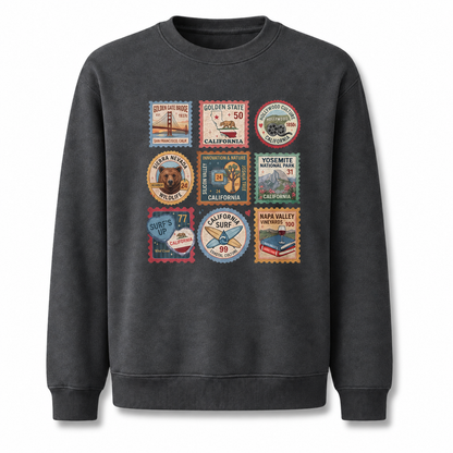 California Vintage Postage Stamps Icons Sweatshirt