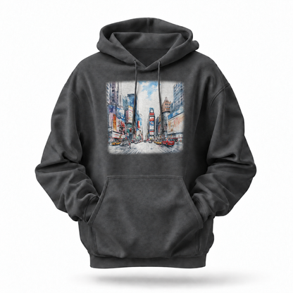 New York City Times Square Watercolor Art Hoodie