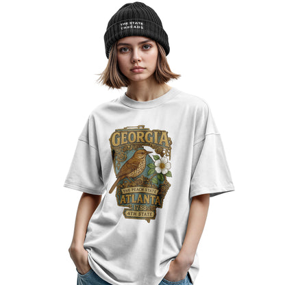 Georgia Steampunk State Bird Flower Peach State Shirt