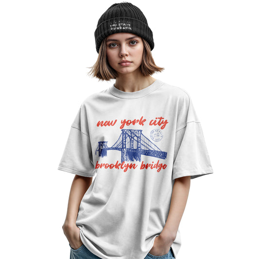 New York City Brooklyn Bridge Vintage Postcard Shirt