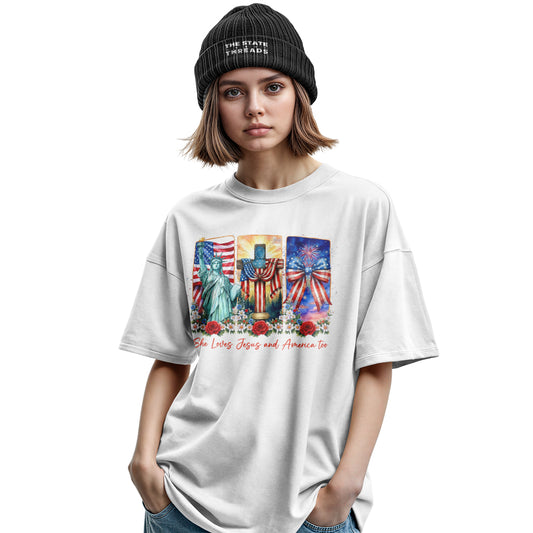 She Loves Jesus and America Too Faith Shirt