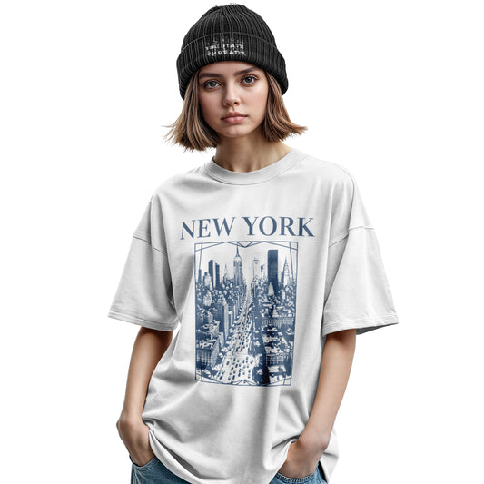 New York Retro City Art Blueprint Skyline Shirt