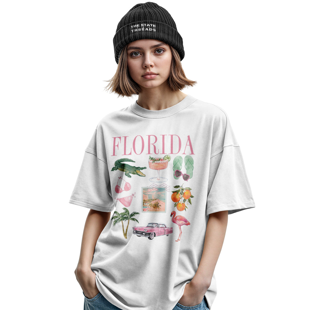 Florida Summer Vacation Icons Beach Fun Collage Shirt