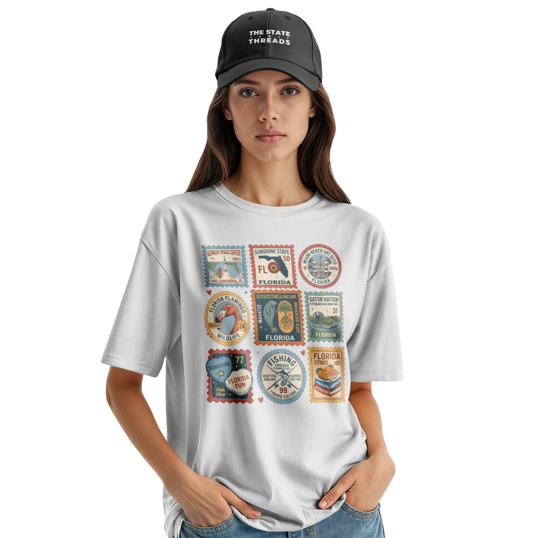 Florida Vintage Stamp Collage Sunshine State Travel Shirt