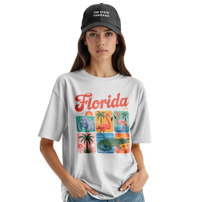 Florida Retro Wildlife Grid Sunshine State Shirt