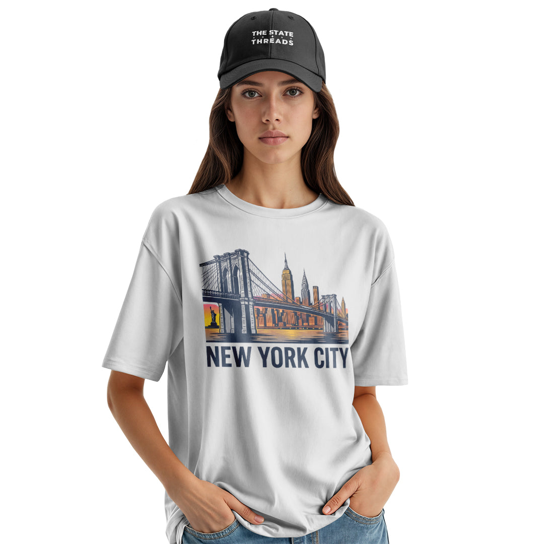 New York City Brooklyn Bridge Sunset Skyline Shirt