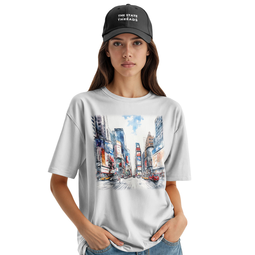 Times Square New York City Watercolor Sketch Shirt
