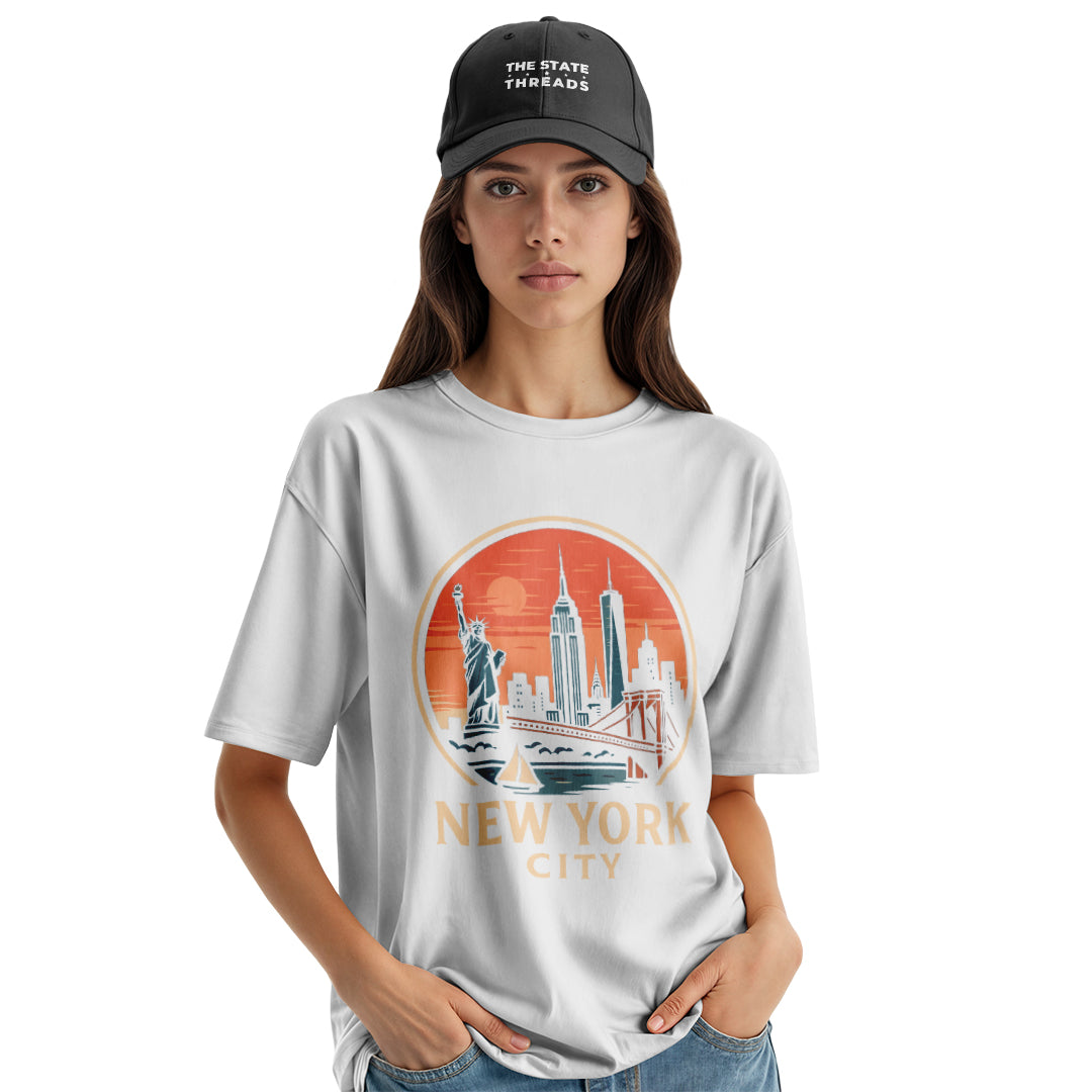 New York City Retro Sunset Circle Badge Shirt