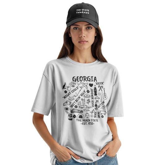 Georgia Peach State Southern Slang Icons Culture Shirt