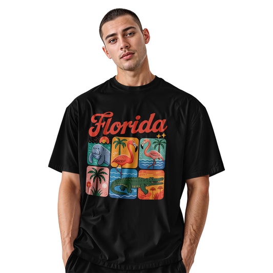 Florida Retro Wildlife Grid Sunshine State Shirt