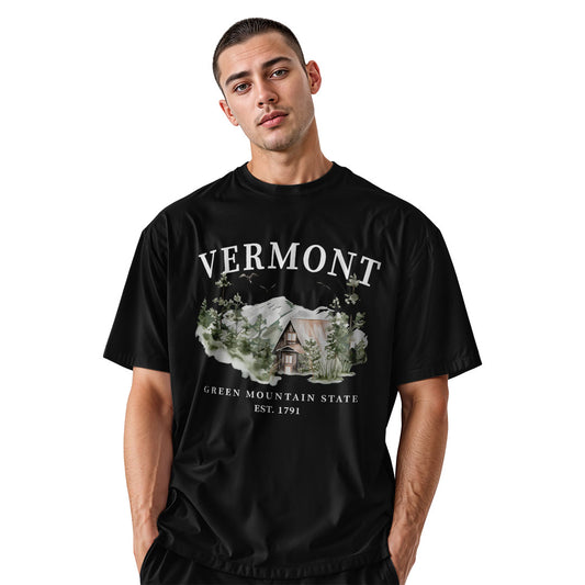 Vermont Green Mountain State A-Frame Cabin Nature Shirt