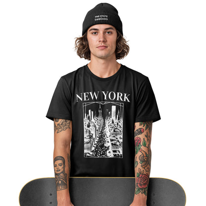New York Retro City Art Blueprint Skyline Shirt