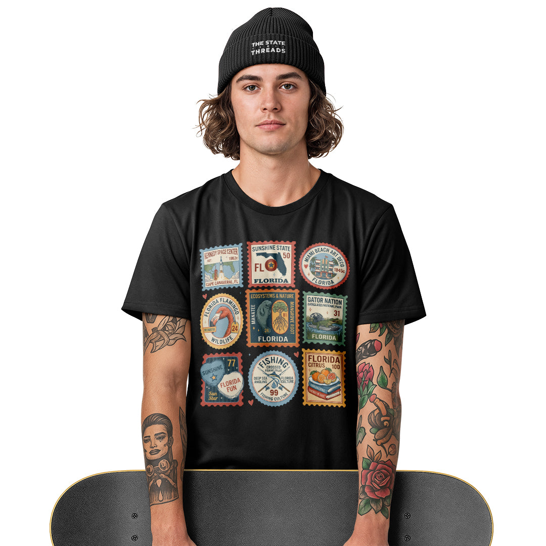 Florida Vintage Stamp Collage Sunshine State Travel Shirt