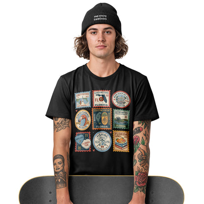 Florida Vintage Stamp Collage Sunshine State Travel Shirt