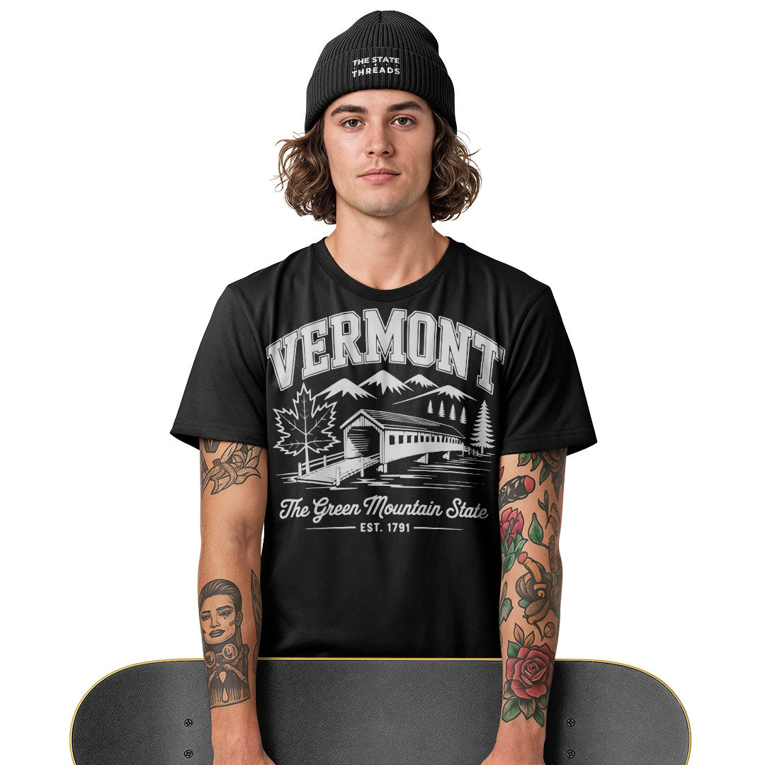 Vermont Green Mountain State Covered Bridge Vintage Shirt