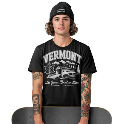 Vermont Green Mountain State Covered Bridge Vintage Shirt