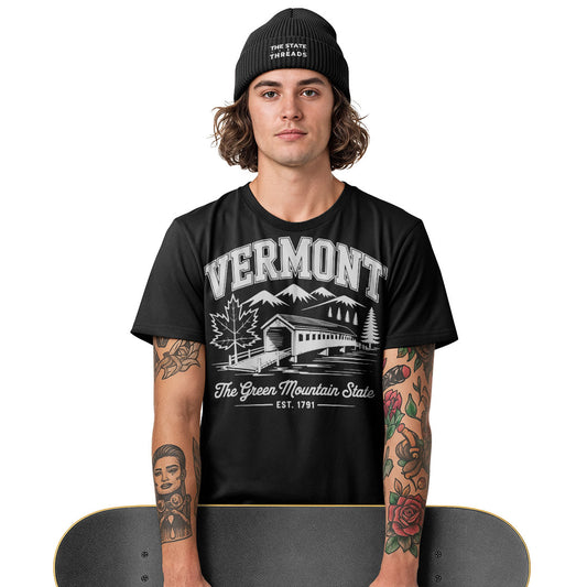 Vermont Green Mountain State Covered Bridge Vintage Shirt