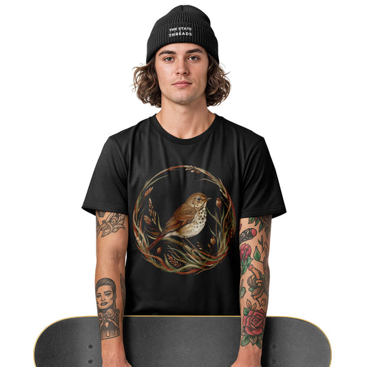 Vermont Hermit Thrush State Bird Cottagecore Wreath Shirt