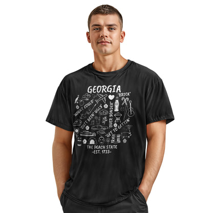 Georgia Peach State Southern Slang Icons Culture Shirt