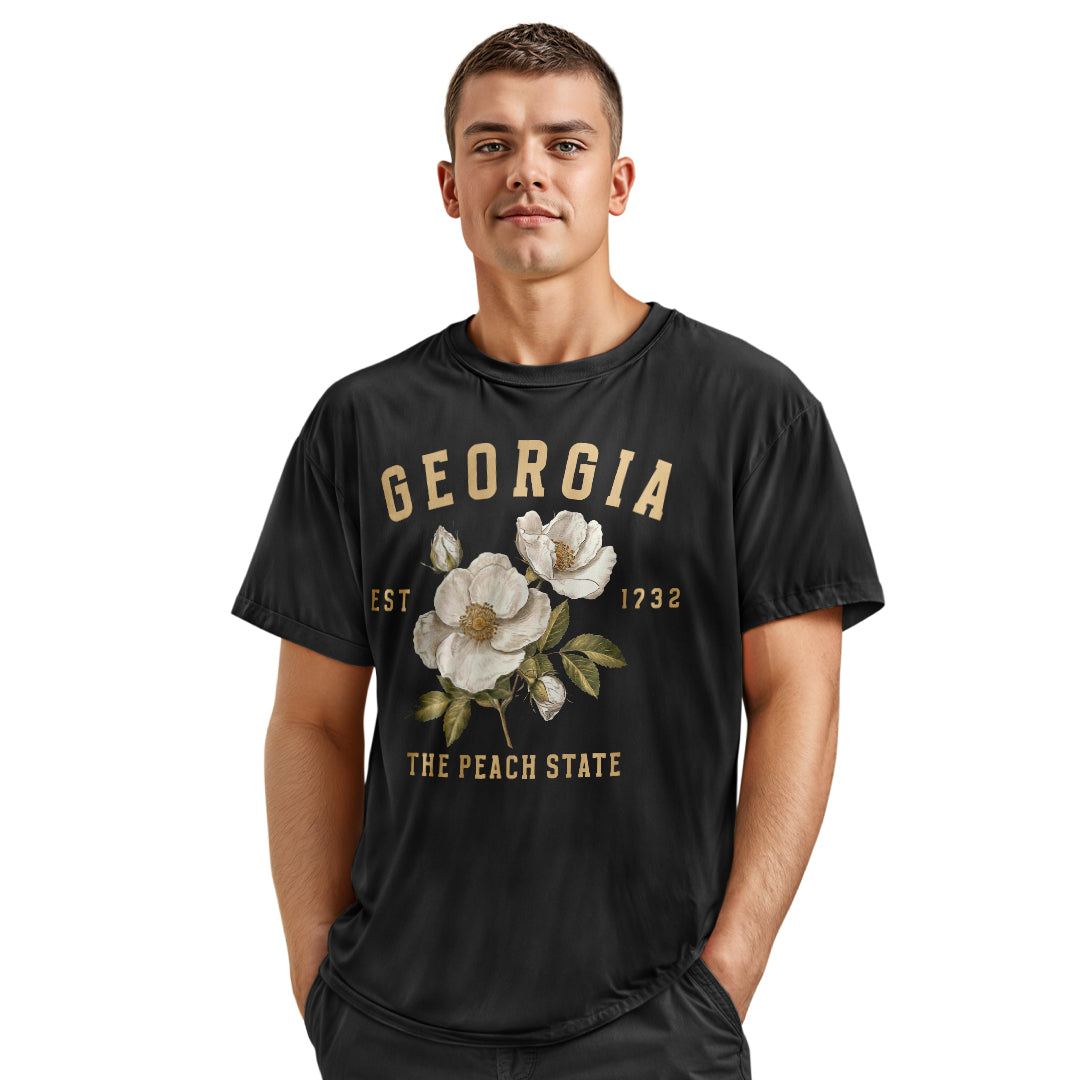 Georgia Cherokee Rose Peach State Vintage Botanical Shirt